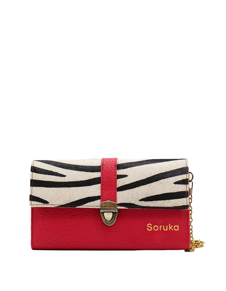 soruka-rome-clutch-leder-rot-animal-print-20-5x12cm image 1