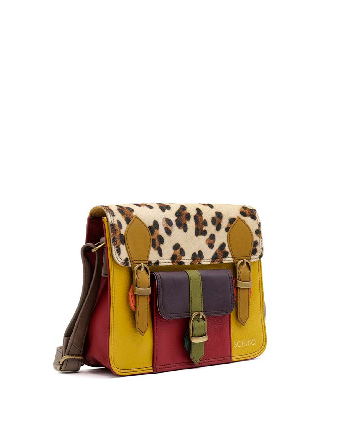 soruka-lisna-umh-ngetasche-leder-gelb-lila-animal-print image 2