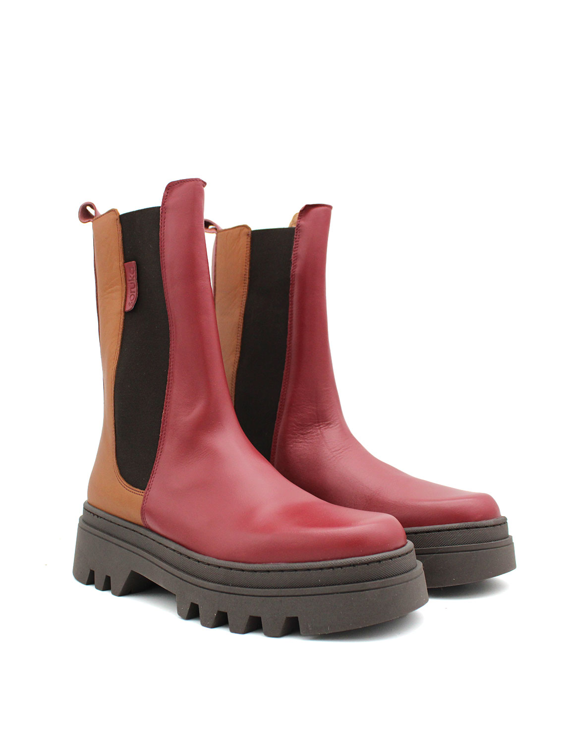 soruka-footwear-juno-stiefeletten-braun-rot-plateau-recycled-leder image 2