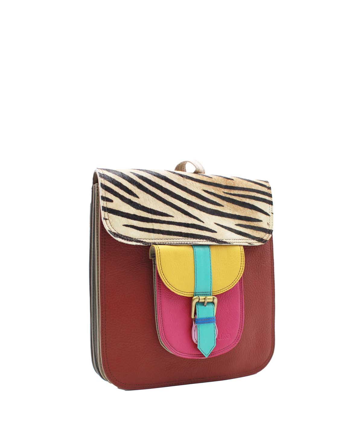 soruka-tirana-rucksack-rot-bunt-animal-print-leder image 2