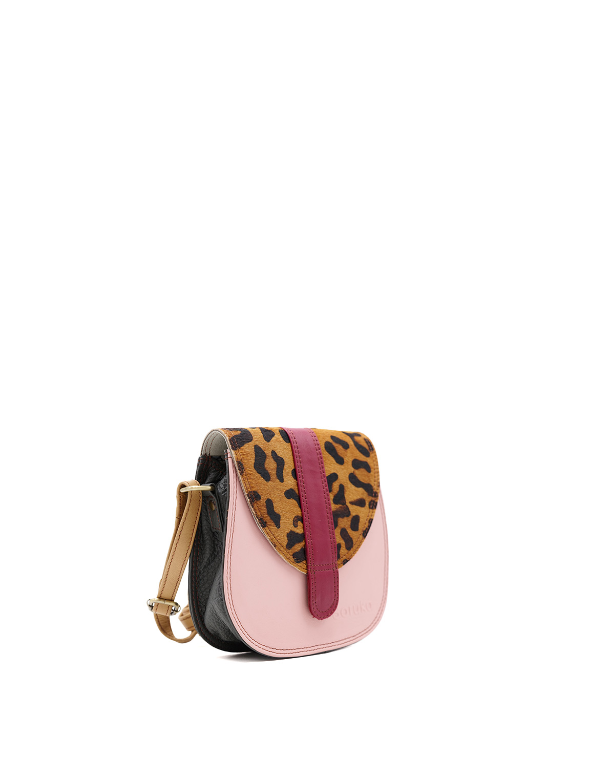 soruka-beaune-minitasche-saddle-leder-rosa-animal-19cm image 2