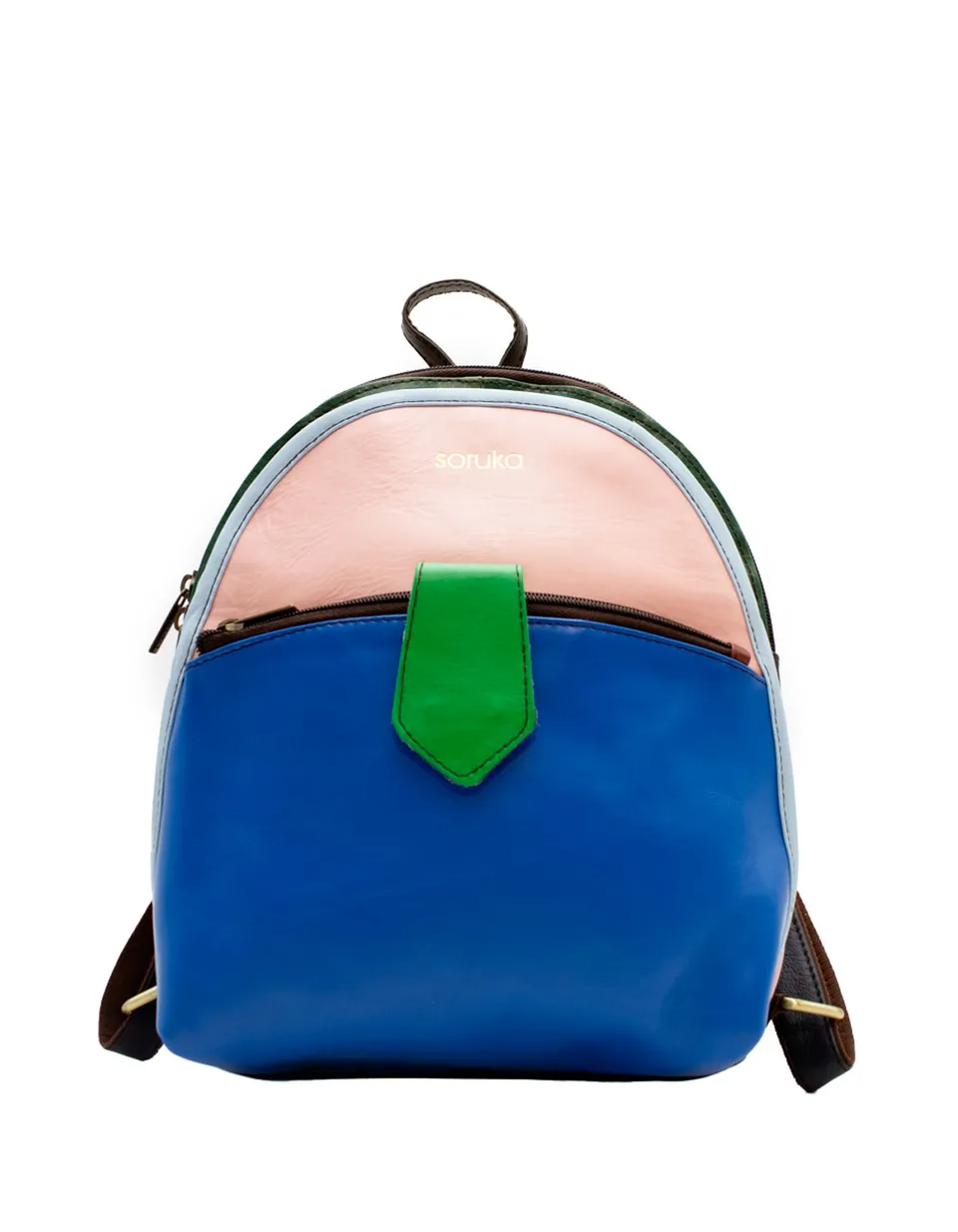 soruka-oslo-rucksack-rosa-blau-recycling-leder-2in1 image 1