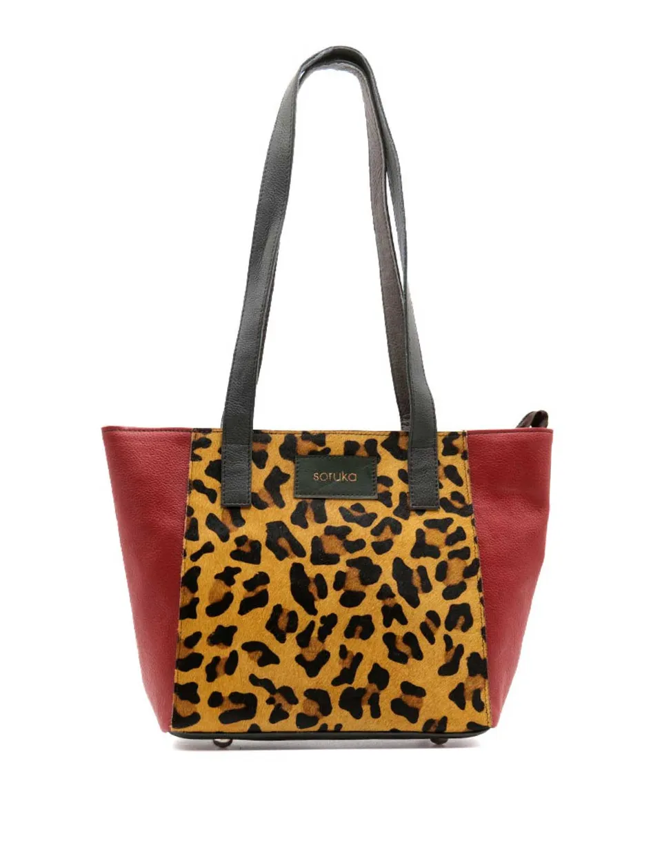 soruka-funky-schultertasche-leder-rot-animal-print-tablet image 1