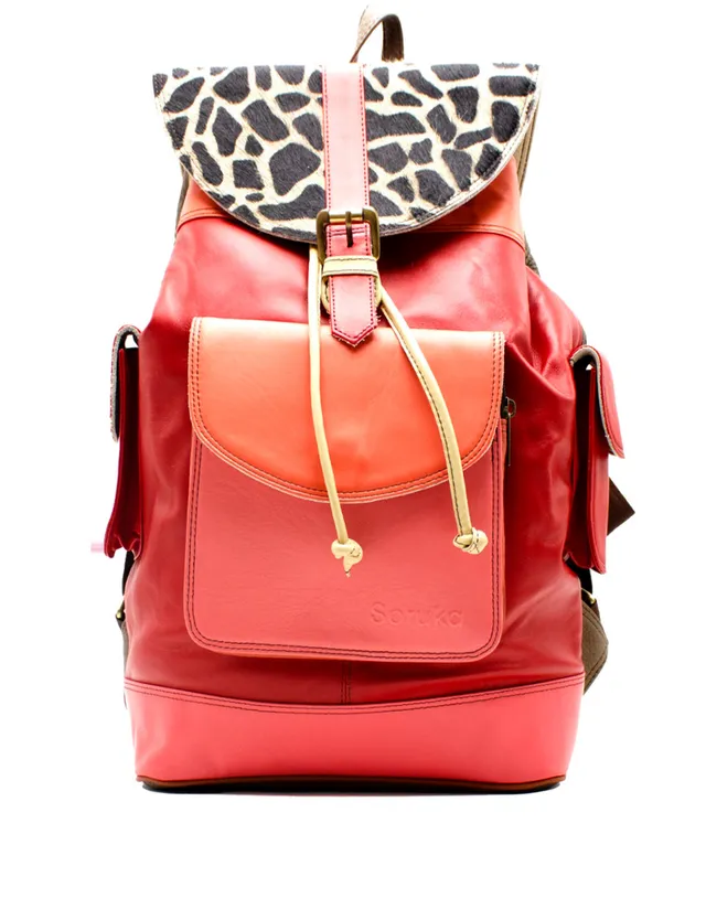 soruka-lucca-rucksack-leder-rot-animal-37x30cm-laptop image 1