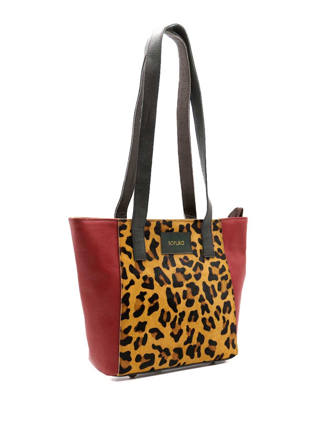 soruka-funky-schultertasche-leder-rot-animal-print-tablet image 2