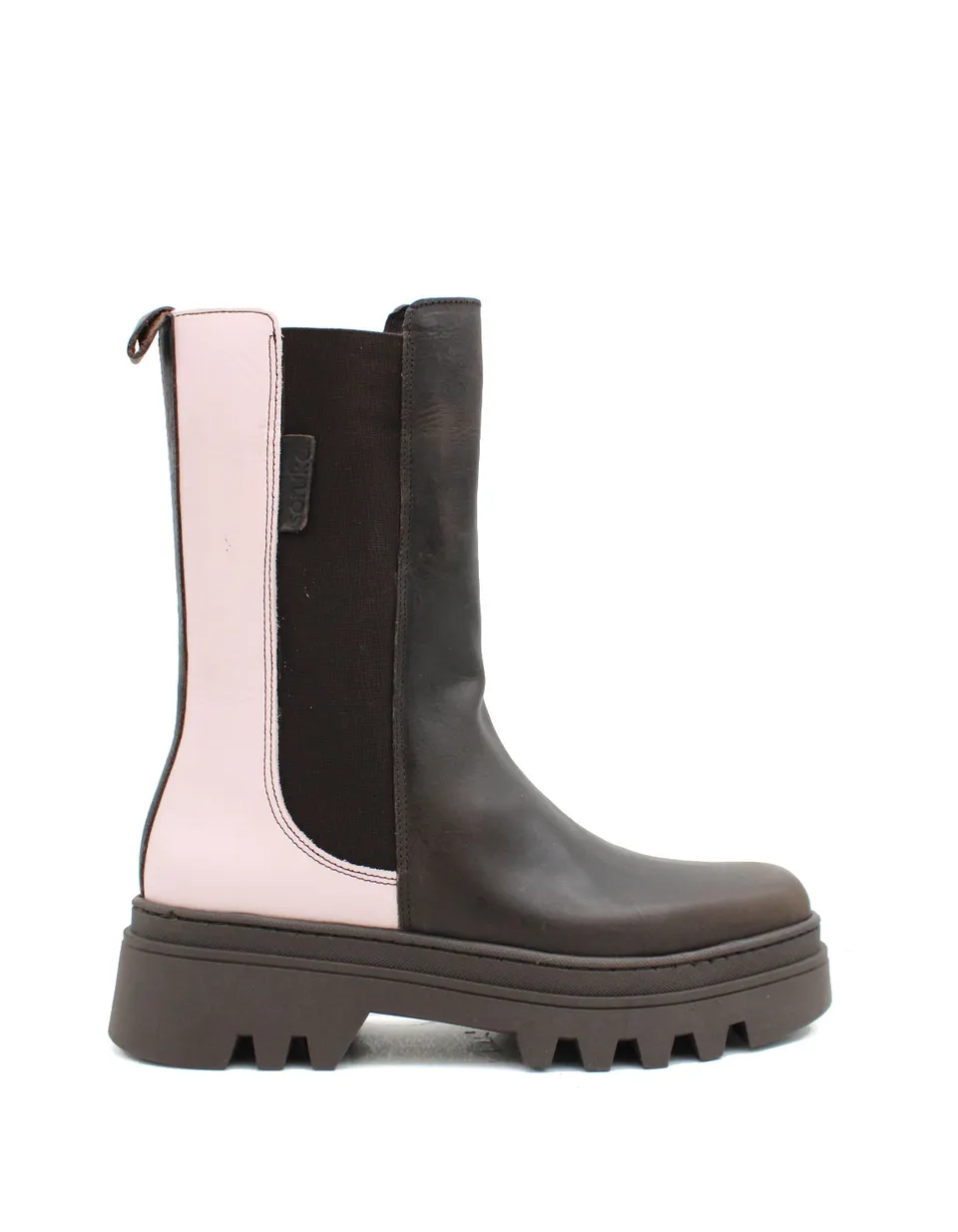 soruka-juno-stiefeletten-braun-pink-plateau-recycling-leder image 1