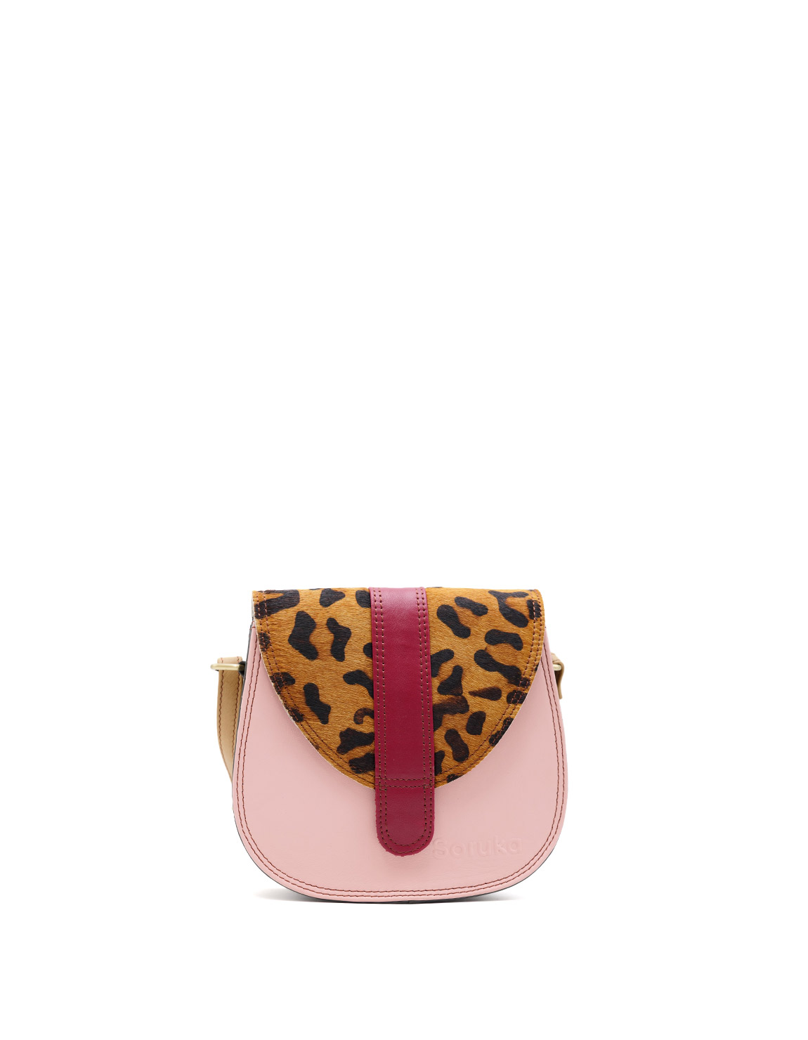 soruka-beaune-minitasche-saddle-leder-rosa-animal-19cm image 1