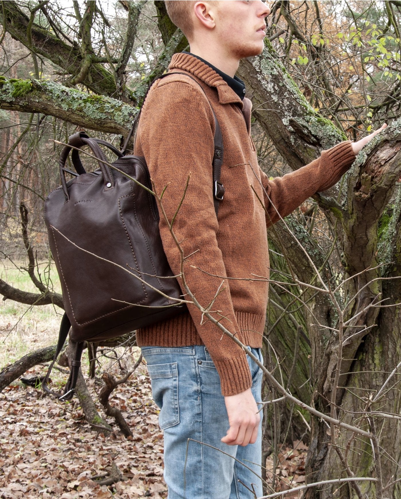 harolds-caugio-backpack-lederrucksack-braun-notebookfach image 2