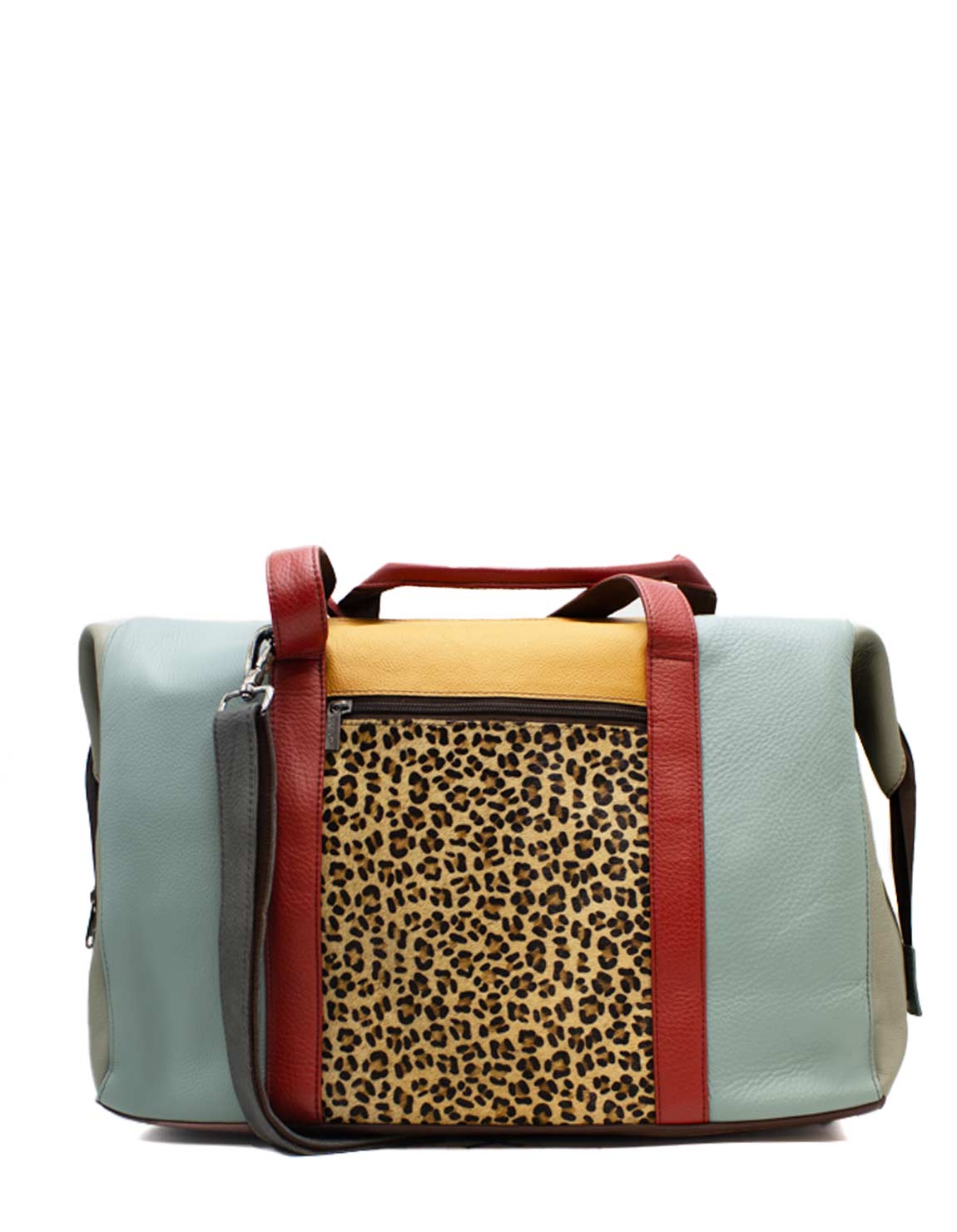 soruka-munich-schultertasche-animal-print-blau-gelb-leder image 2