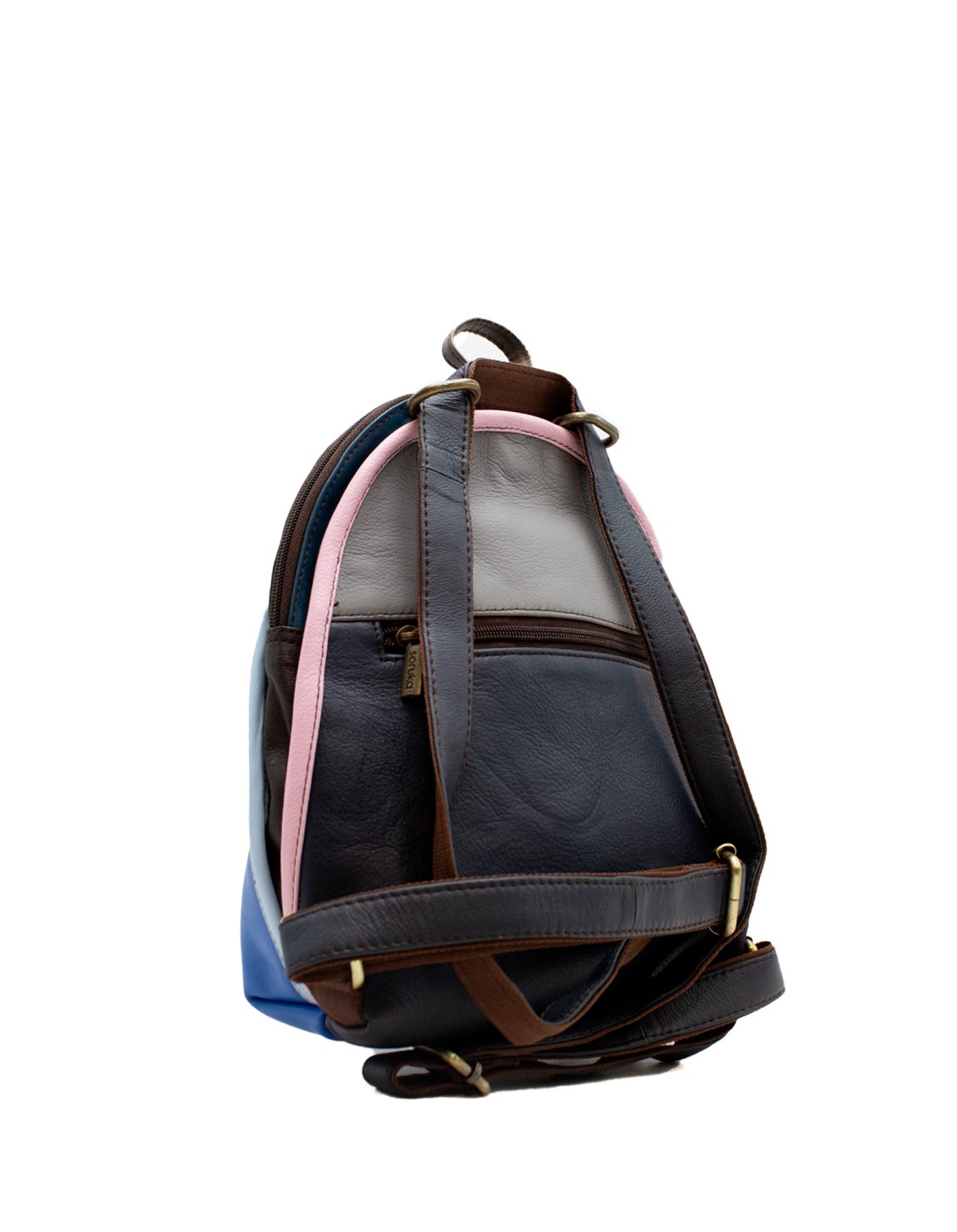 soruka-oslo-rucksack-rosa-blau-recycling-leder-2in1 image 3