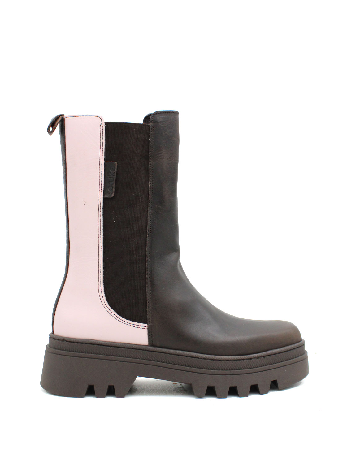 soruka-juno-stiefeletten-braun-pink-plateau-recycling-leder image 1