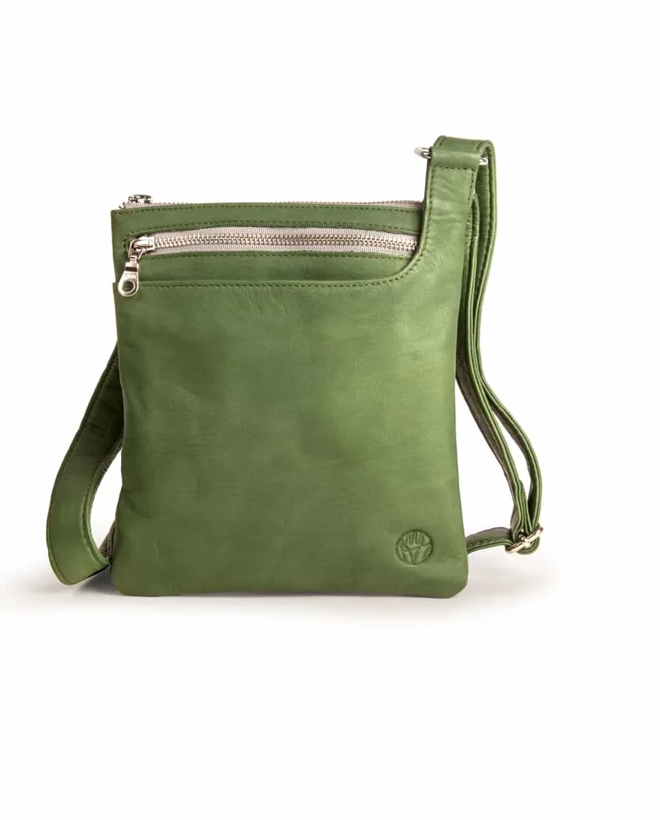 harolds-flatcase-crossbag-oliv-leder-flach-leicht image 1