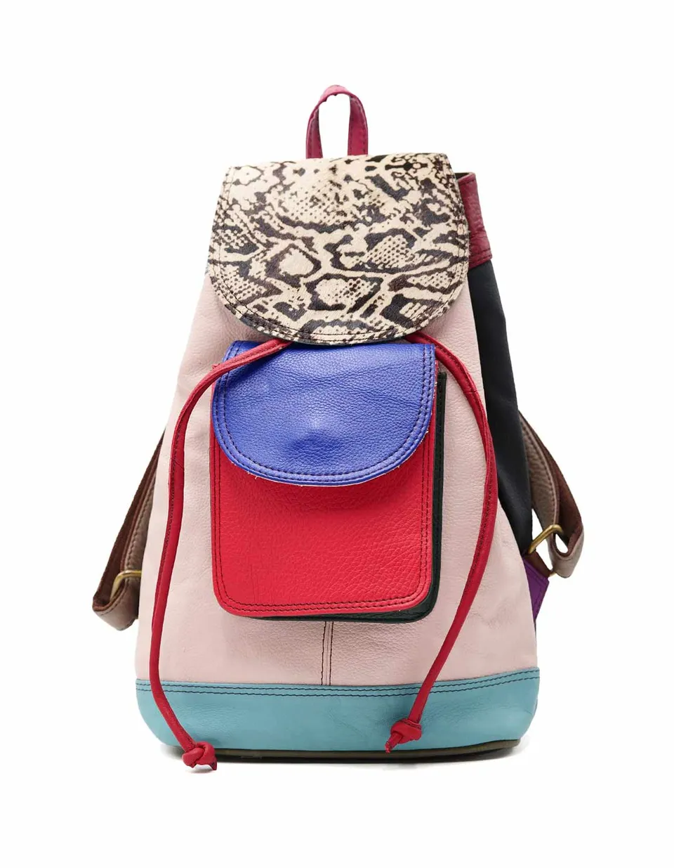 soruka-sidney-rucksack-pink-tierprint-leder-32-cm image 1