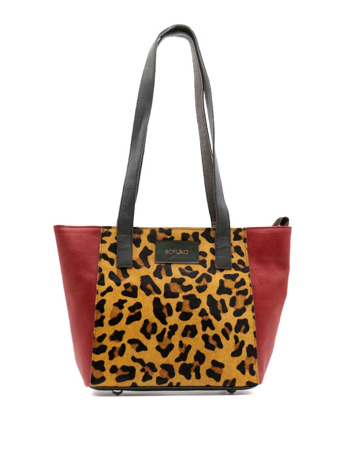 soruka-funky-schultertasche-leder-rot-animal-print-tablet image 1