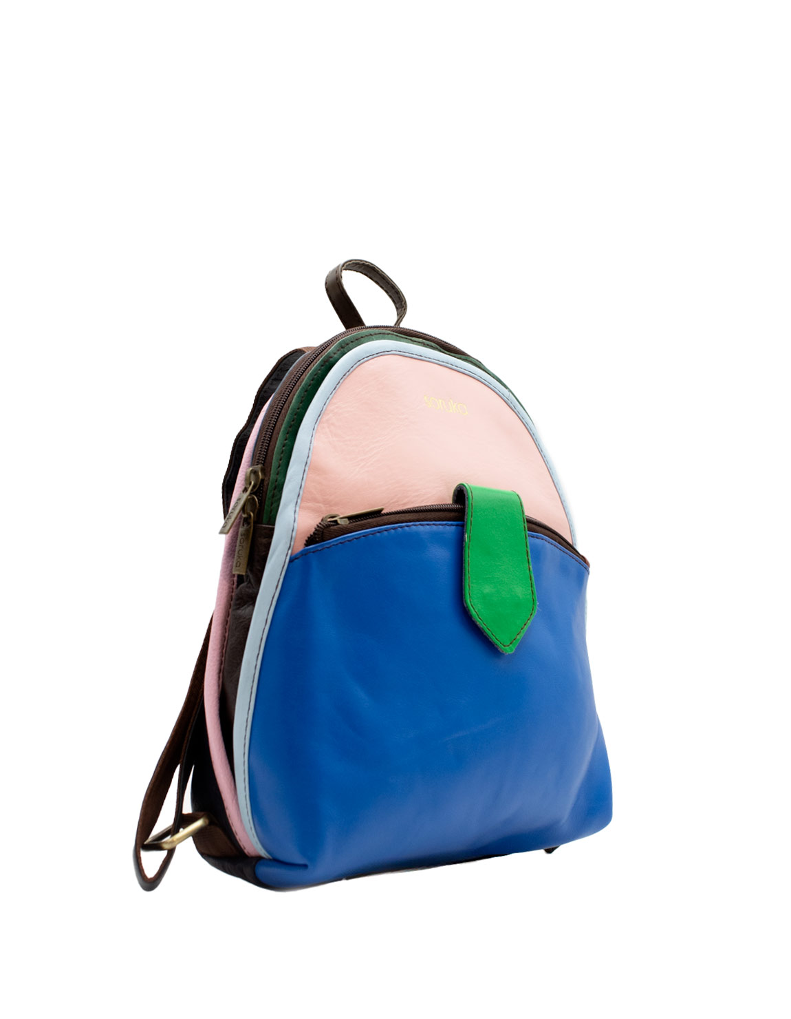 soruka-oslo-rucksack-rosa-blau-recycling-leder-2in1 image 2