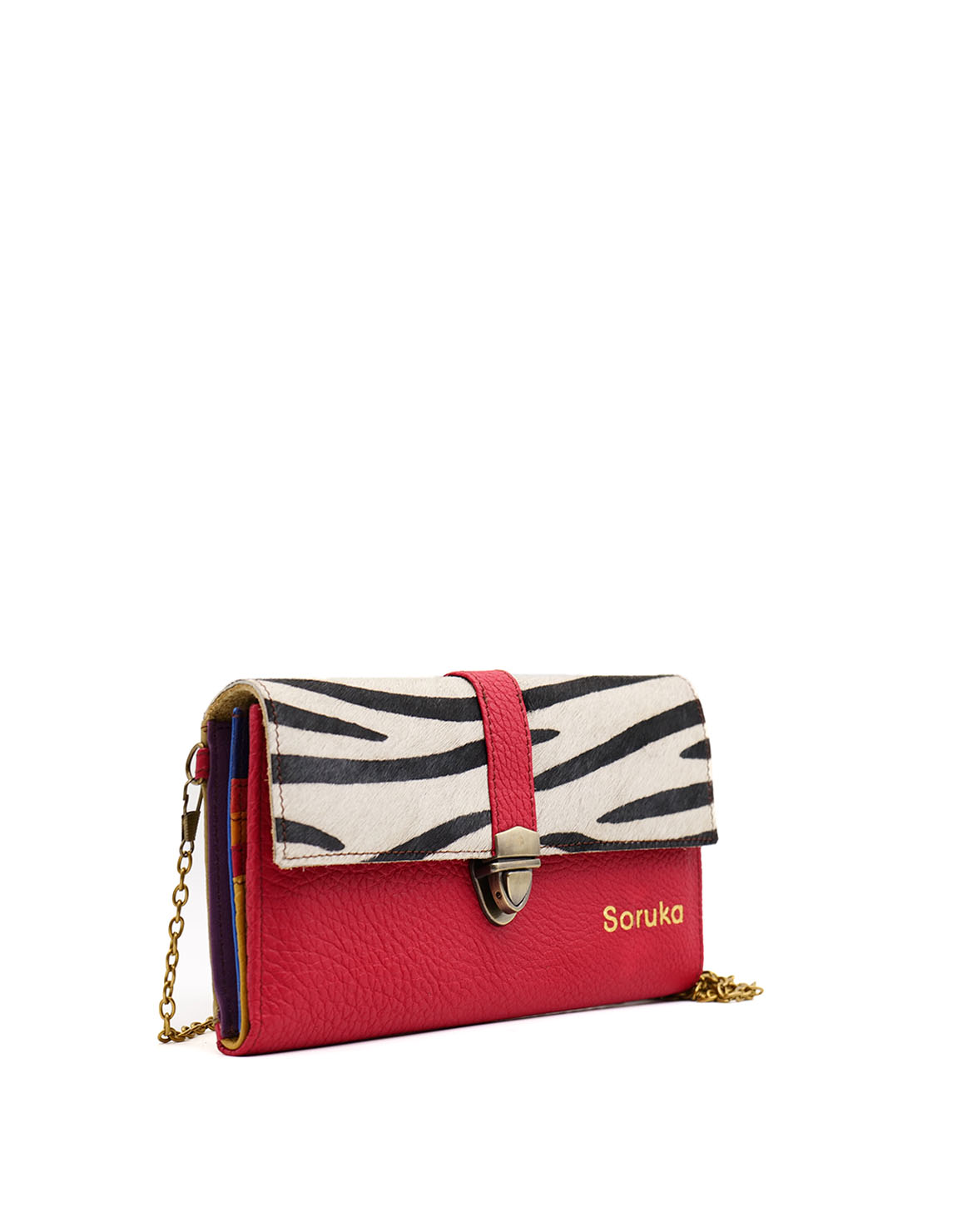 soruka-rome-clutch-leder-rot-animal-print-20-5x12cm image 3