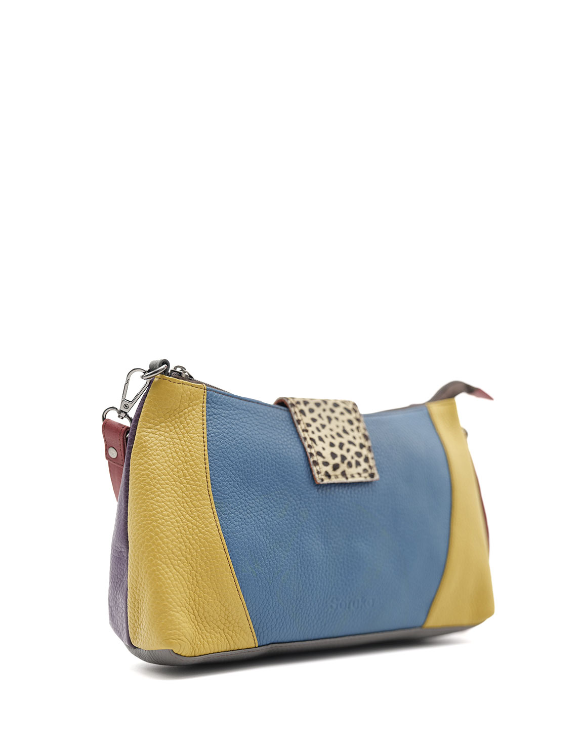 soruka-brest-umh-ngetasche-gelb-blau-animal-print-recycled-leder image 2