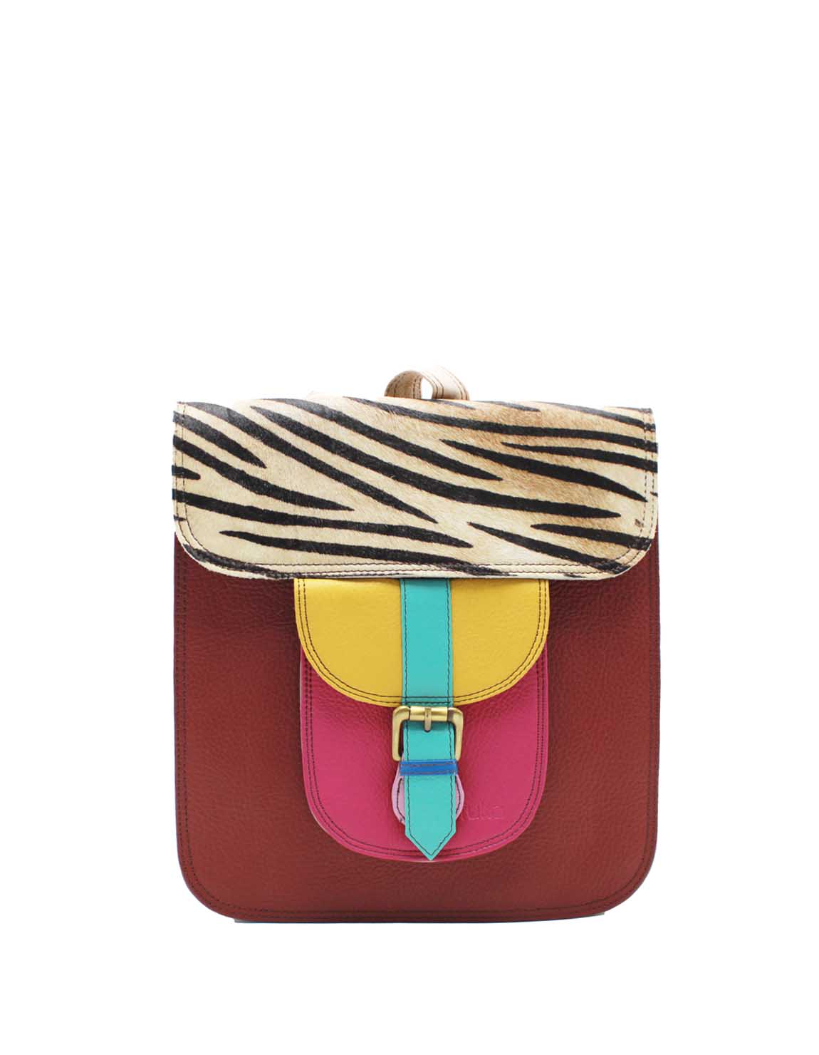 soruka-tirana-rucksack-rot-bunt-animal-print-leder image 1