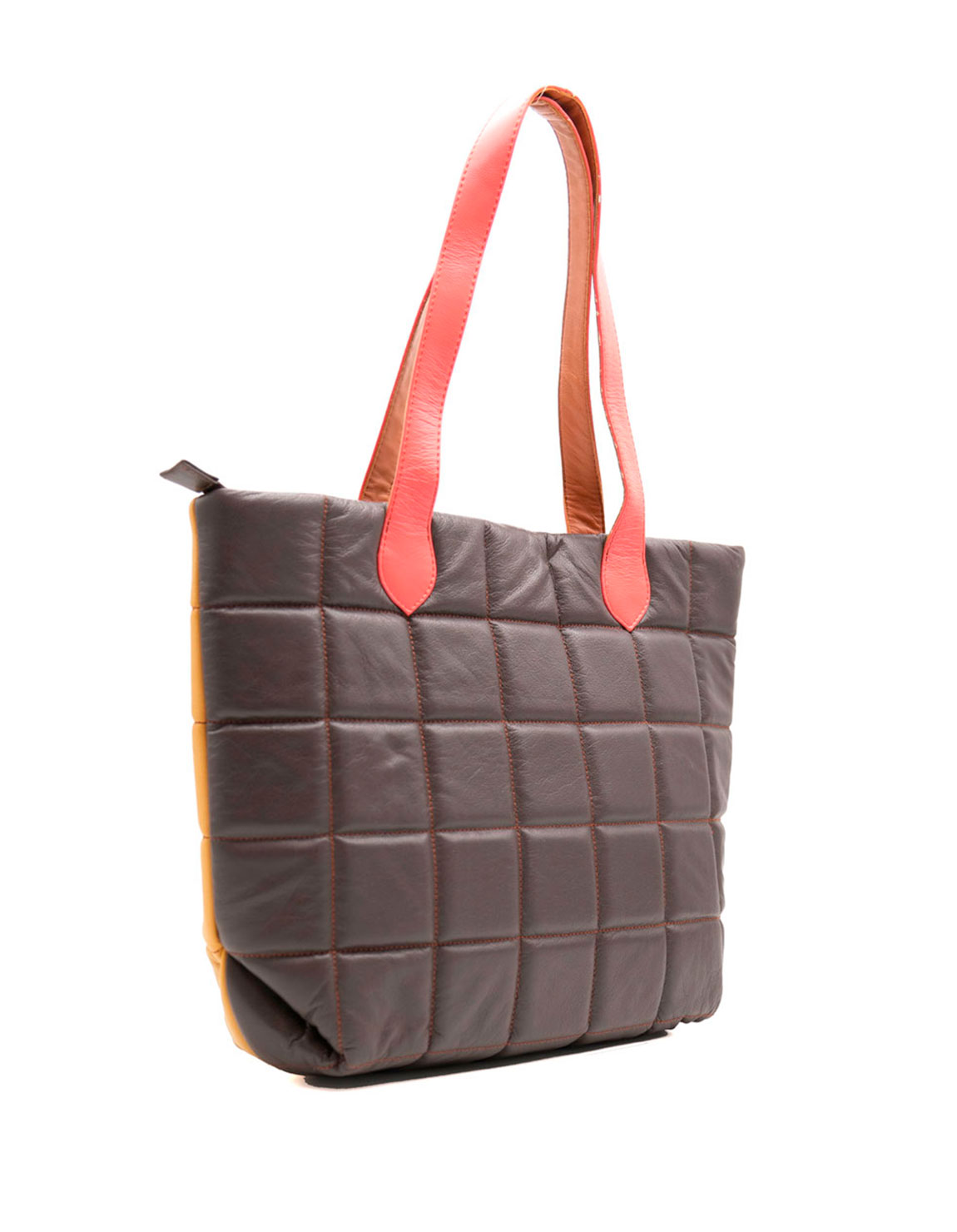 soruka-quilted-shopper-schultertasche-gelb-recycling-leder image 3