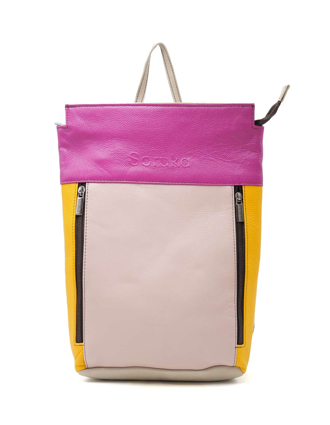 soruka-berlin-rucksack-leder-rosa-gelb-tablet image 1