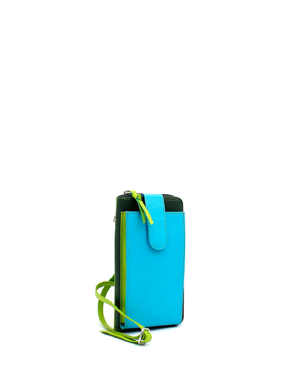 soruka-chromatic-phone-bag-handytasche-blau-gr-n-leder image 2