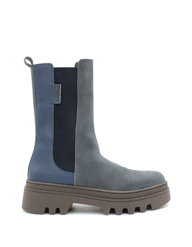 soruka-juno-plateaustiefeletten-blau-recycling-leder image 1