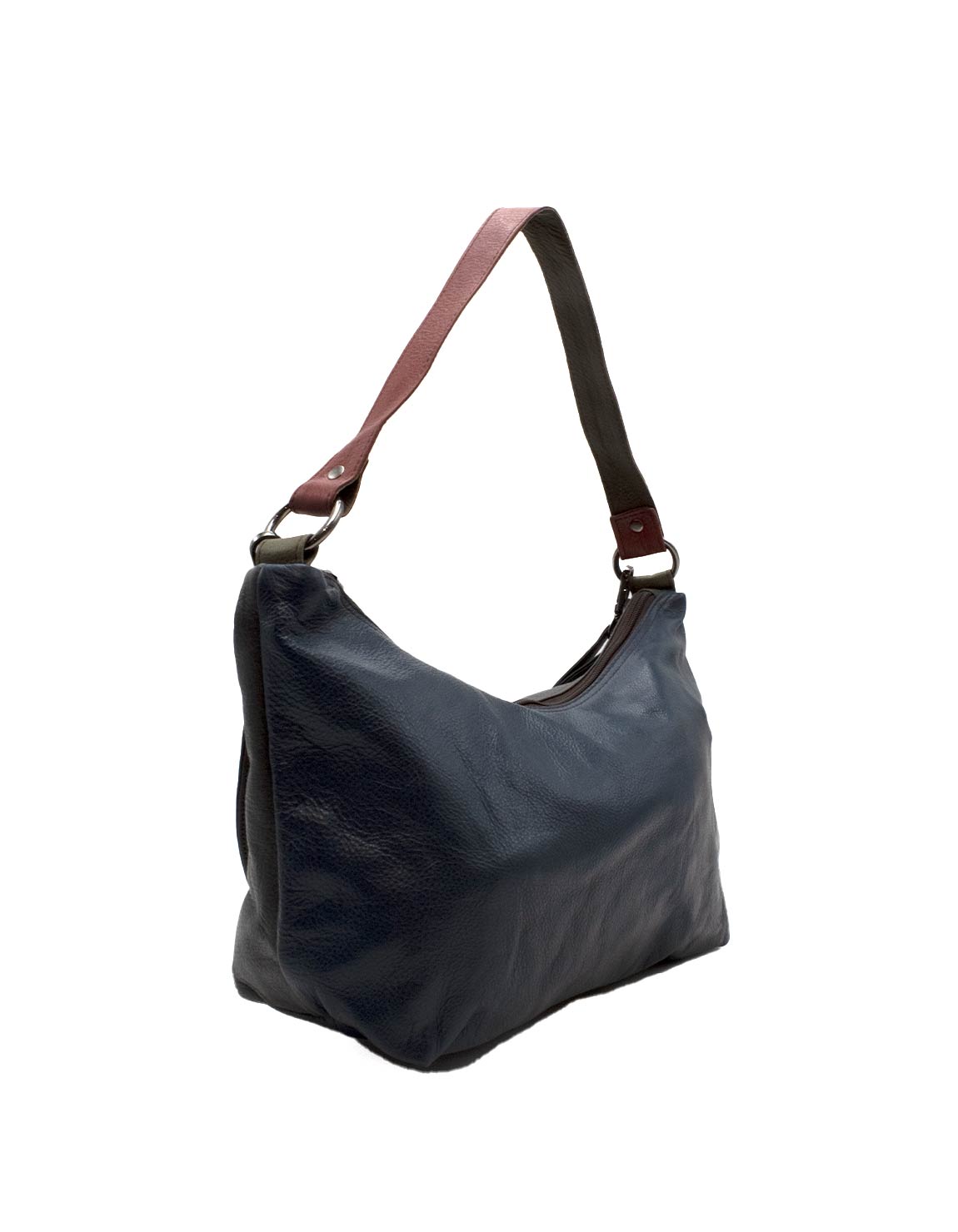soruka-bangkok-schultertasche-hobo-leder-blau-grau-34x21cm image 2