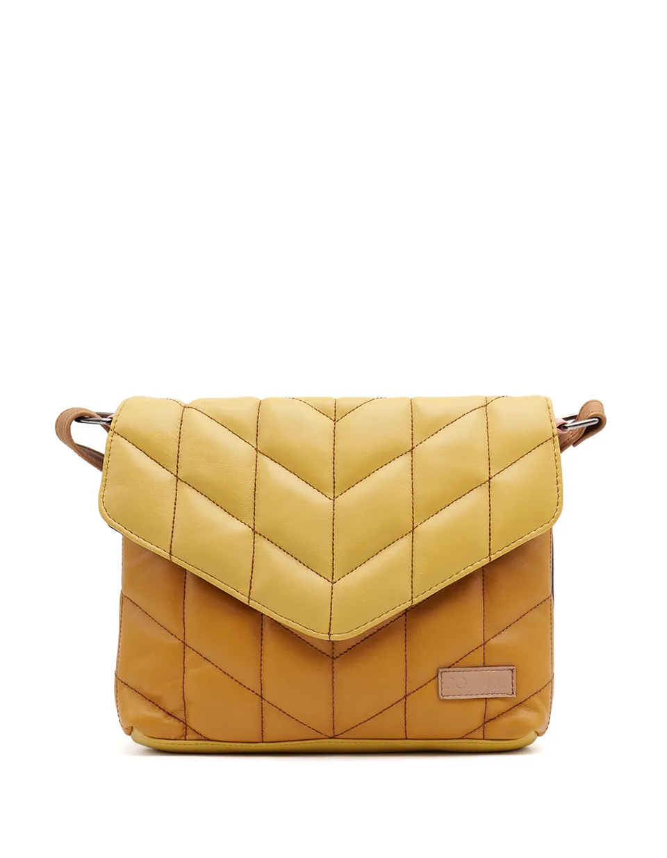 soruka-quilted-diamond-crossbody-gelb-recycling-leder image 1